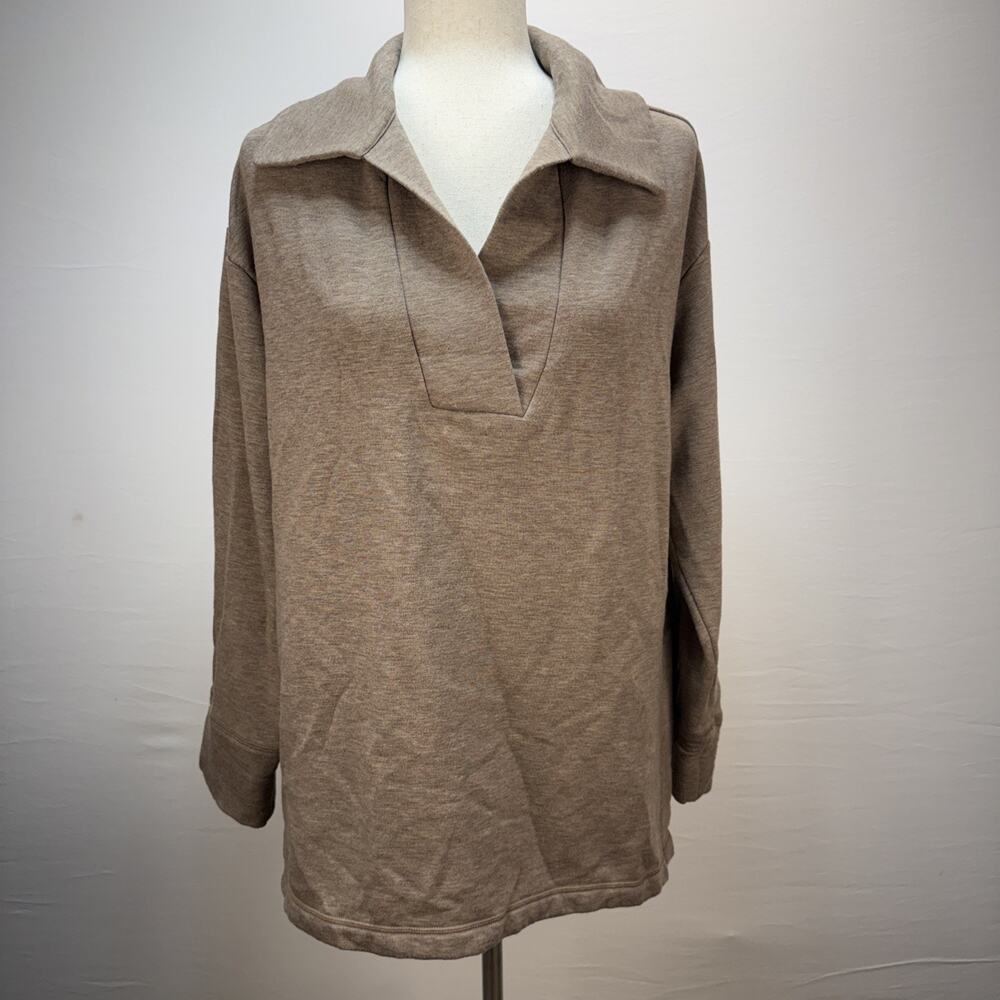 Haven Well Within Fleece Johnny Collar Pullover Pants Lounge Set Size L Brown - Picture 2 of 16